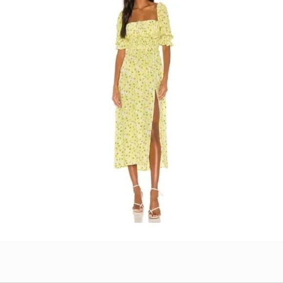 For Love And Lemons Light Yellow Floral Dress - Picture 1 of 7